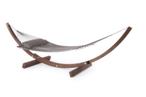 Hamac fourni avec filet en polypropylène gris chiné